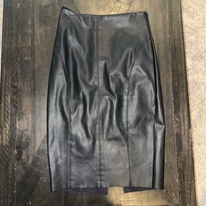 Express Black Leather Pencil Skirt
